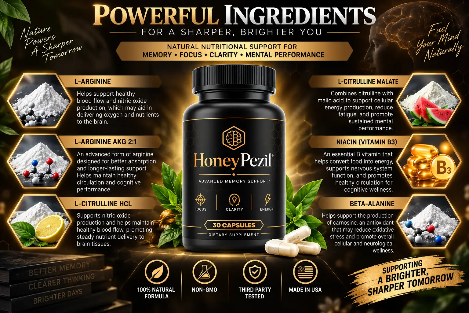 HoneyPezil ingredient overview graphic